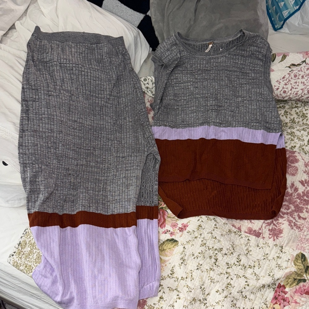 Free people striped skirt set
